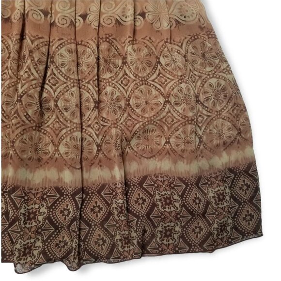 Earthy Brown Patterned Halter Dress Midi Length Smocked Nature Witch Fairy Core - Picture 8 of 9